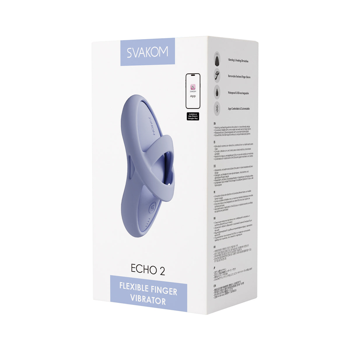 Svakom - Echo 2 App-Controlled Flexible Finger Vibrator Sky Blue