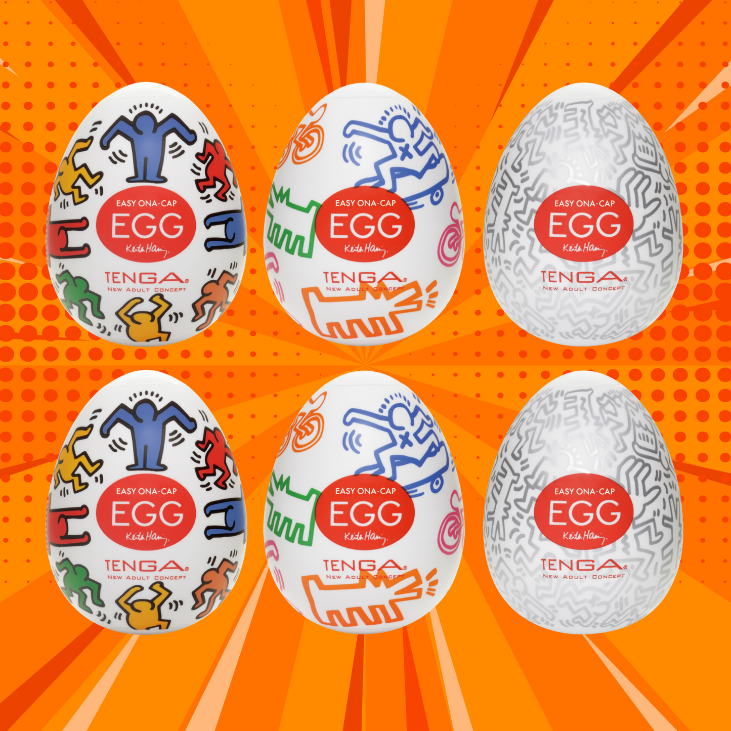 Tenga - Egg Keith Haring Edition Discreet Masturbator Variety Pack