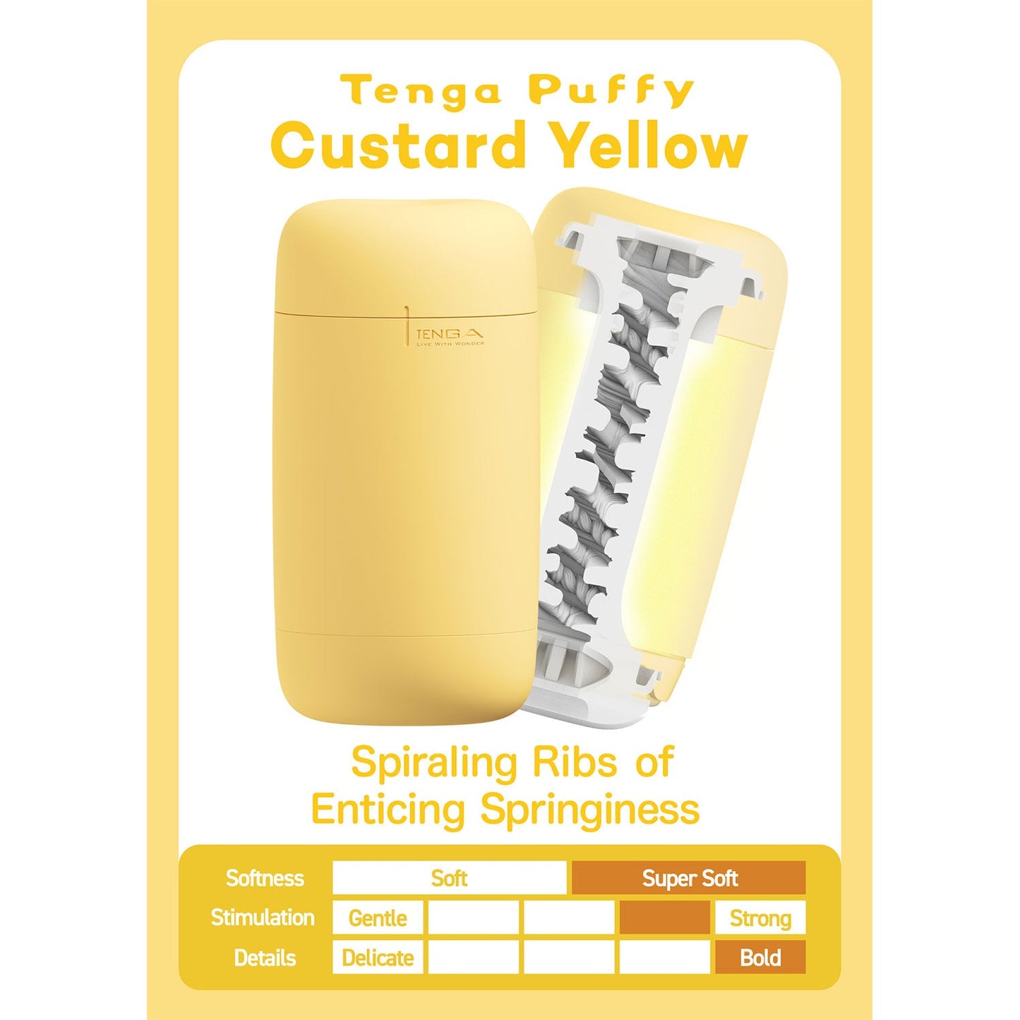Tenga - Puffy Reusable Male Masturbator Custard Yellow