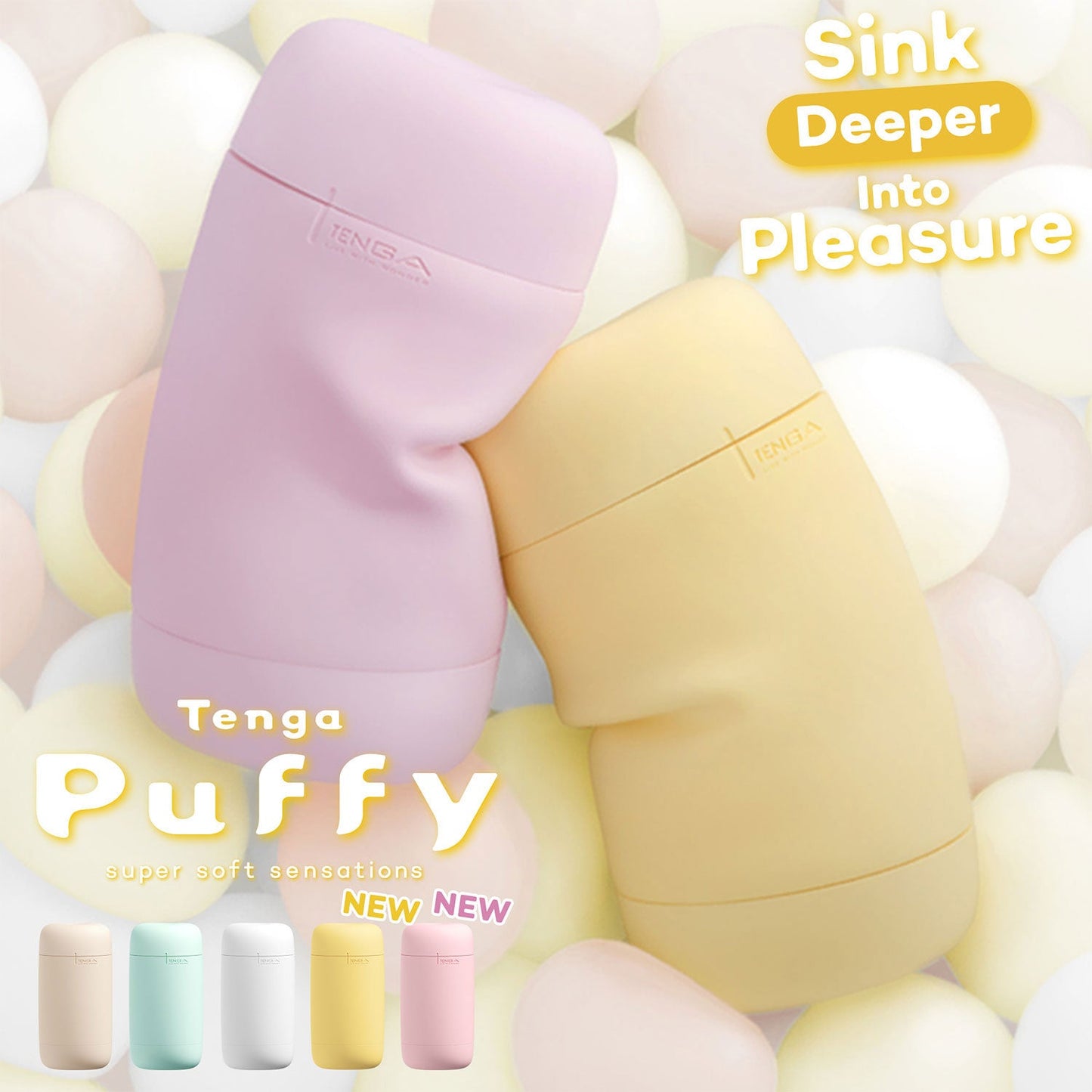 Tenga - Puffy Reusable Male Masturbator Strawberry Pink