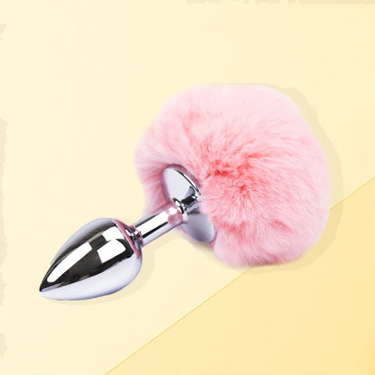 The Horny Company - Black Dragon Aluminium Bunny Tail Metal Butt Plug Pink Small