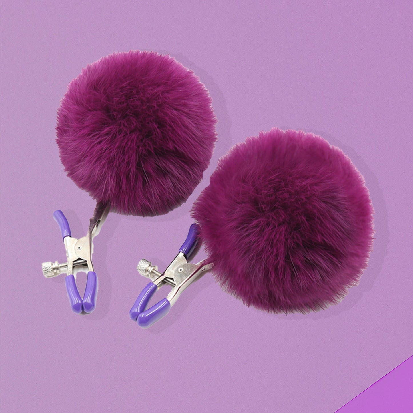 The Horny Company - Black Dragon Noir Pom Nipple Clamps Purple
