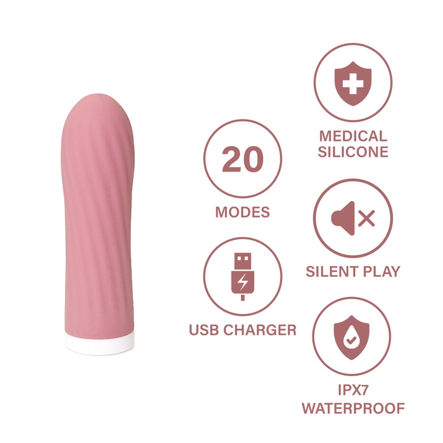Blush Blossom Series - Hush Bullet Vibrator with Twisty Texture