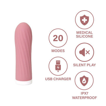Siri Blush Blossom - Vibrator Peluru Senyap dengan Tekstur Berpintal