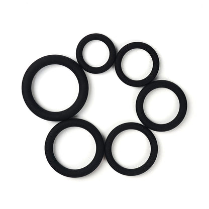 The Horny Company - Set Cincin Zakar Silikon Pelbagai Guna 6 Keping Hitam