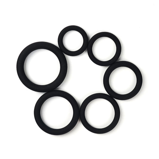 The Horny Company - Set Cincin Zakar Silikon Pelbagai Guna 6 Keping Hitam