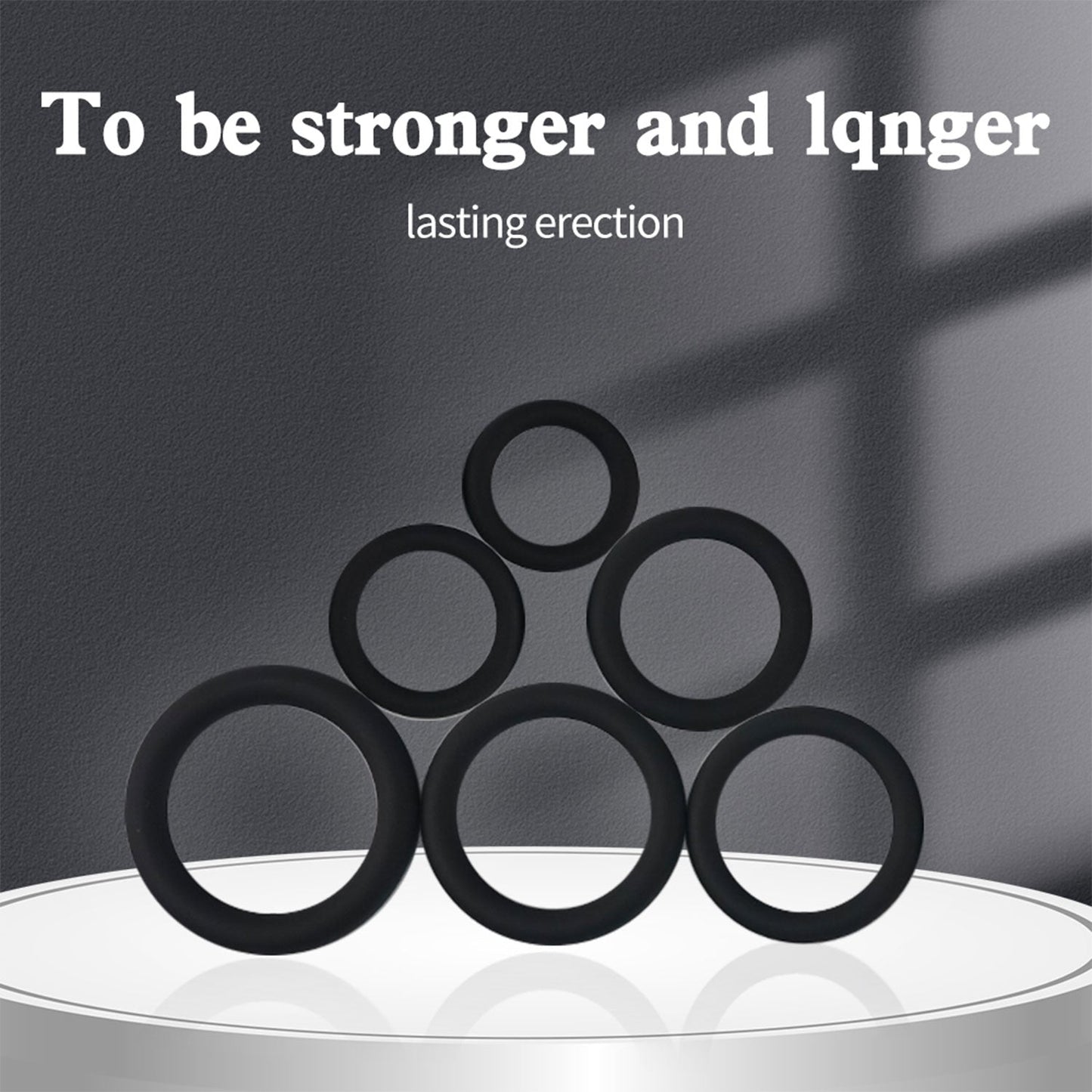 The Horny Company - 6 Piece Multi Wear Silicone Cock Ring Set Black