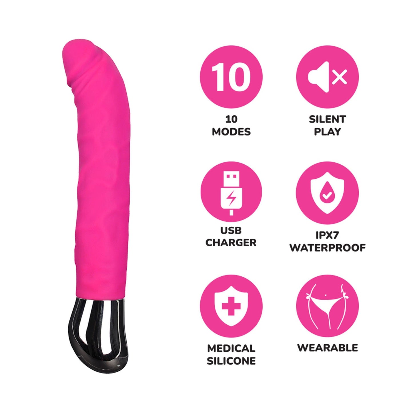 The Horny Company - Funky Fantasy 6.5" Strap-On Changeable Head Vibrator