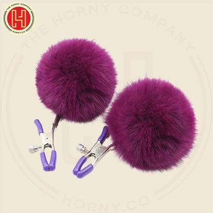 The Horny Company - Black Dragon Noir Pom Nipple Clamps Purple