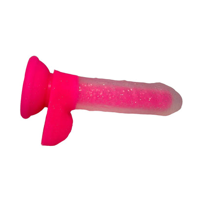 Koleksi Unicorn - Dildo Jeli Merah Jambu Berkilau 7" dengan Cawan Sedutan dan Bebola