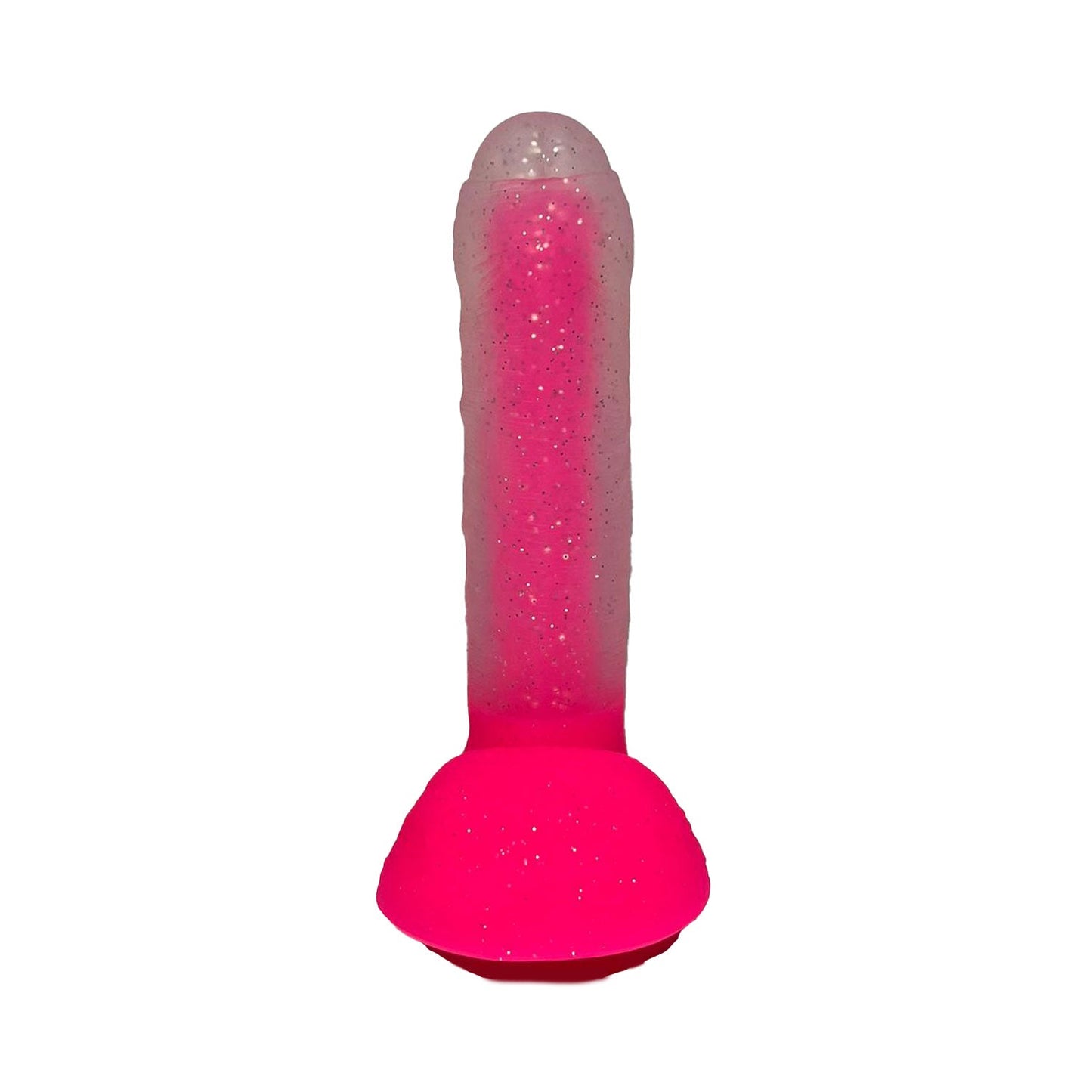 Unicorn Collections - 7" Glitter Pink Jelly Dildo Suction Cup with Balls
