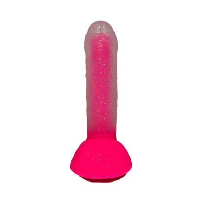 Koleksi Unicorn - Dildo Jeli Merah Jambu Berkilau 7" dengan Cawan Sedutan dan Bebola