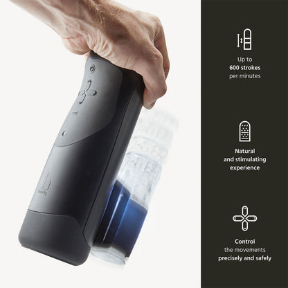 The Handy - Masturbator Lelaki Stroker Interaktif Bluetooth Kawalan Aplikasi (Hitam)