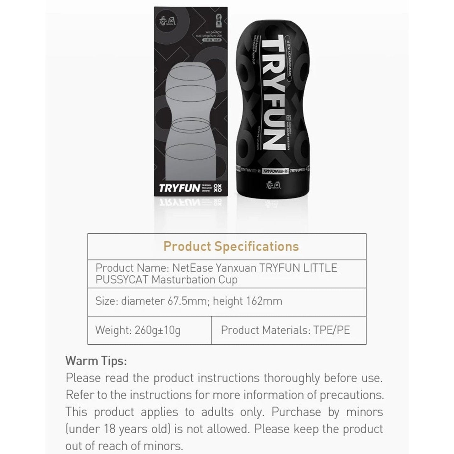TryFun - Little Pussy Cat Reusable Male Masturbation Cup