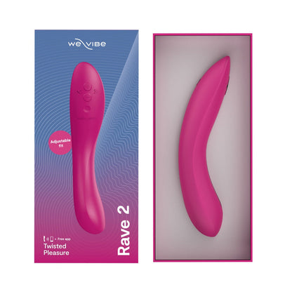 We-Vibe - Rave 2 Pengegaring G-Spot Silikon Kawalan Aplikasi Merah Jambu Tebal