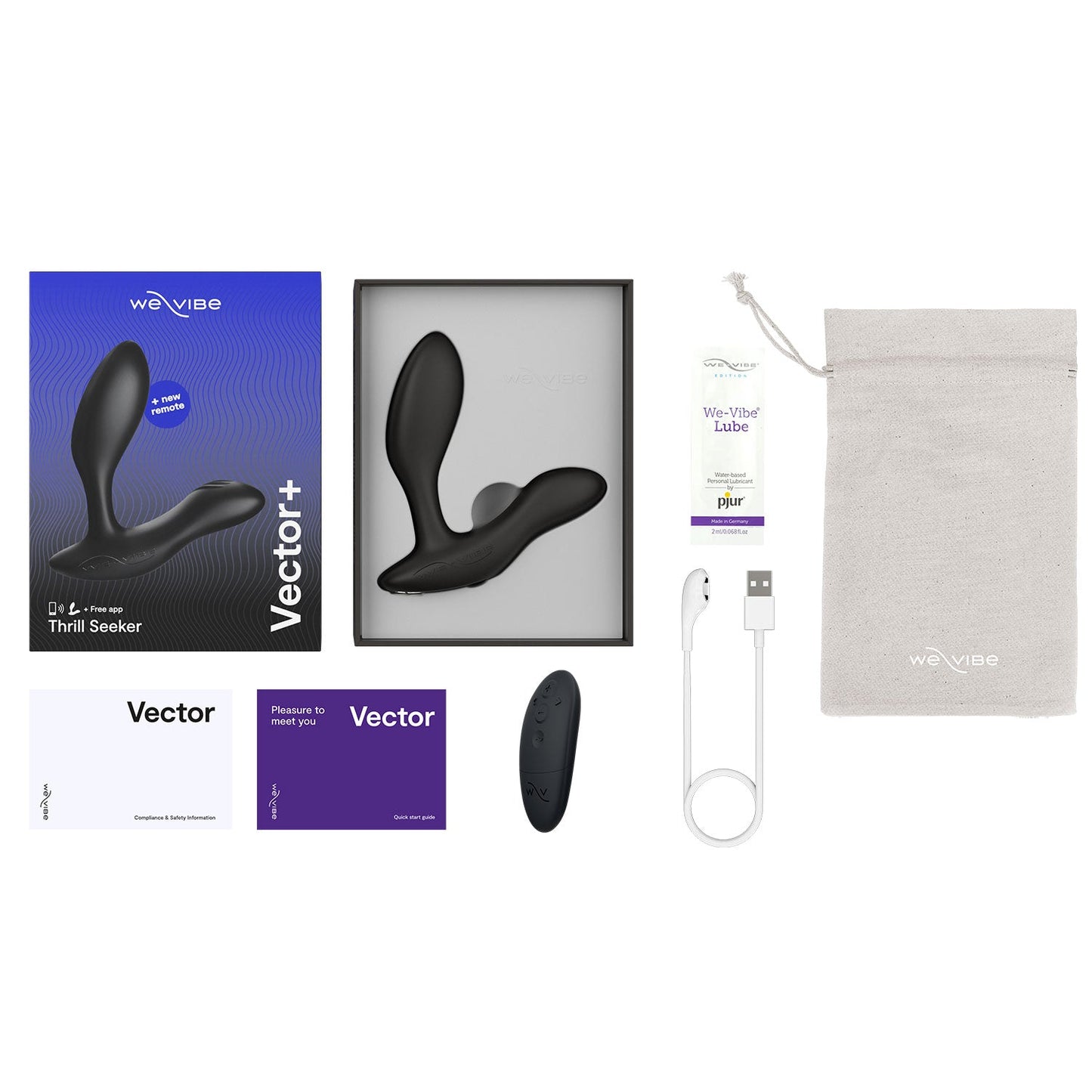 We-Vibe - Vector+ Bluetooth App Controlled Vibrating Prostate Massager (Charcoal Black)