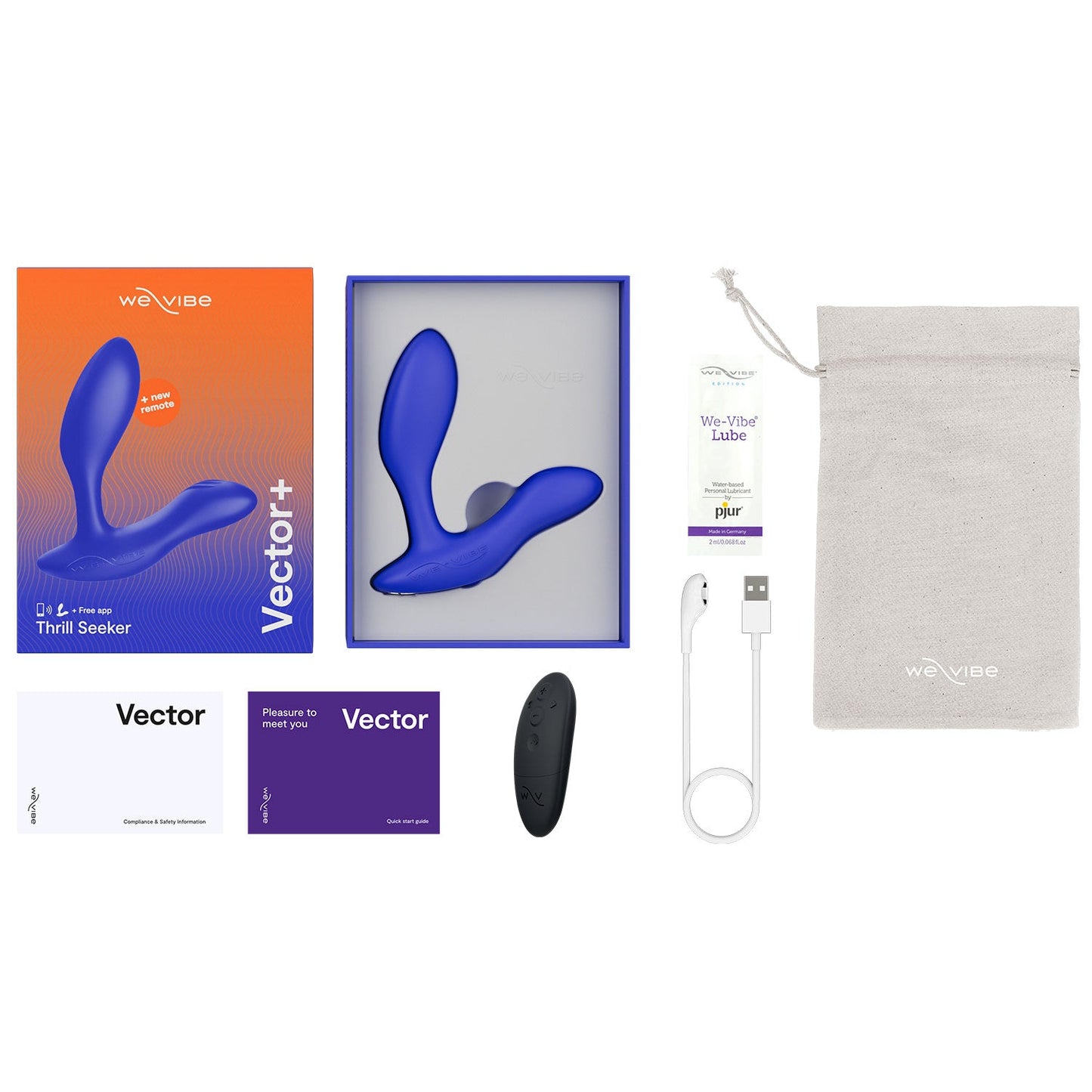 We-Vibe - Vector+ Bluetooth App Controlled Vibrating Prostate Massager (Royal Blue)