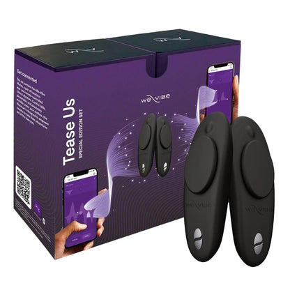 We-Vibe - Set Tease Us Moxie + Moxie Alat Penggetar Klitoris Boleh Dipakai Kawalan Aplikasi (Hitam)