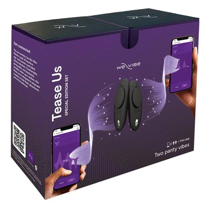 We-Vibe - Set Tease Us Moxie + Moxie Alat Penggetar Klitoris Boleh Dipakai Kawalan Aplikasi (Hitam)