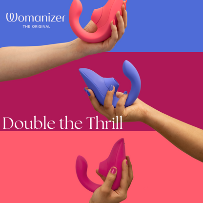 Womanizer - Dual Stimulasi Bergetar Merah Jambu Terang