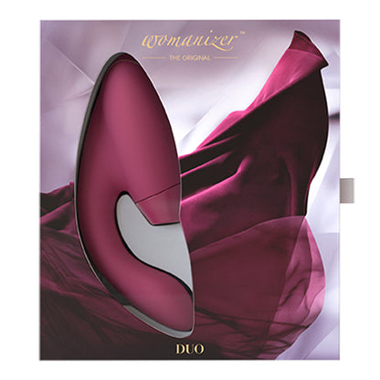 Womanizer - Duo Silicone Rechargeable Rabbit Vibrator Merah Marun