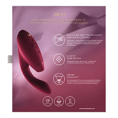 Womanizer - Duo Silicone Rechargeable Rabbit Vibrator Merah Marun