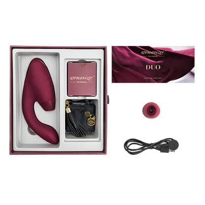 Womanizer - Duo Silicone Rechargeable Rabbit Vibrator Merah Marun