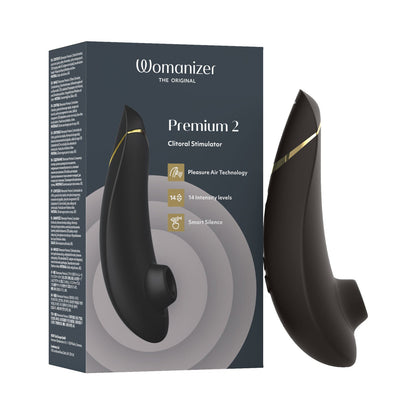 Womanizer - Premium 2 Perangsang Kelentit Boleh Dicas semula Hitam