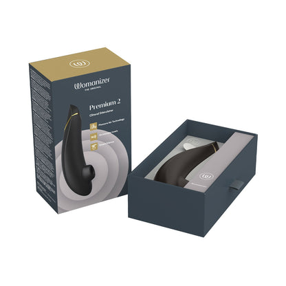 Womanizer - Premium 2 Perangsang Kelentit Boleh Dicas semula Hitam