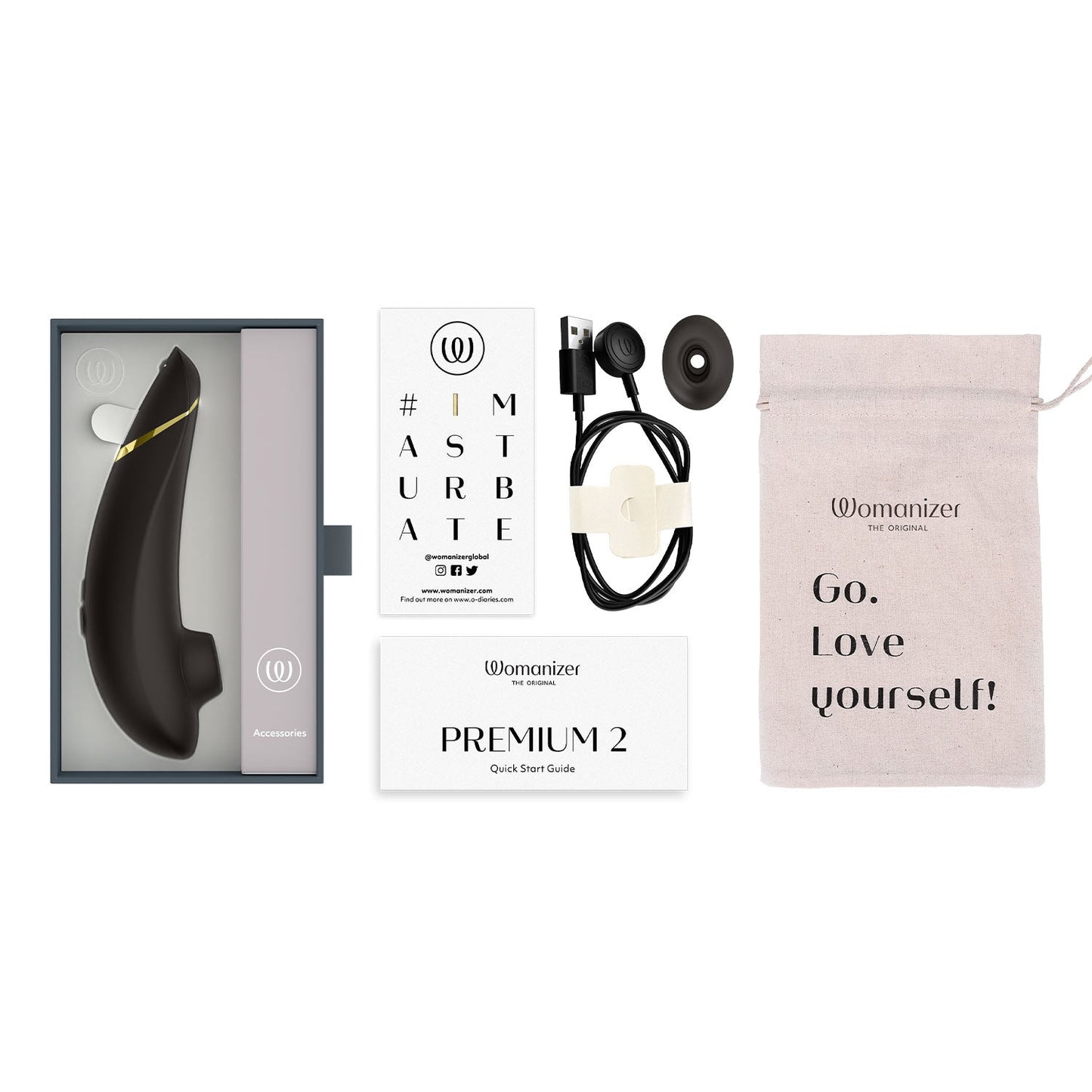 Womanizer - Premium 2 Rechargeable Clitoral Stimulator Black