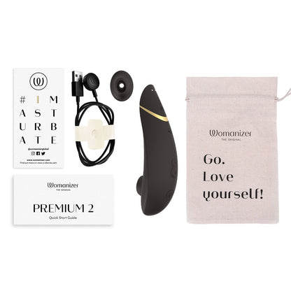 Womanizer - Premium 2 Perangsang Kelentit Boleh Dicas semula Hitam