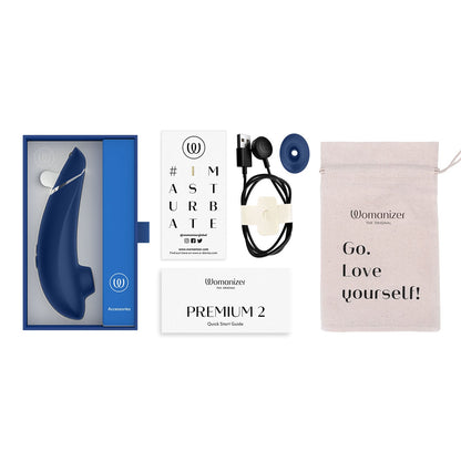 Womanizer - Premium 2 Perangsang Kelentit Boleh Dicas Semula Silikon Blueberry