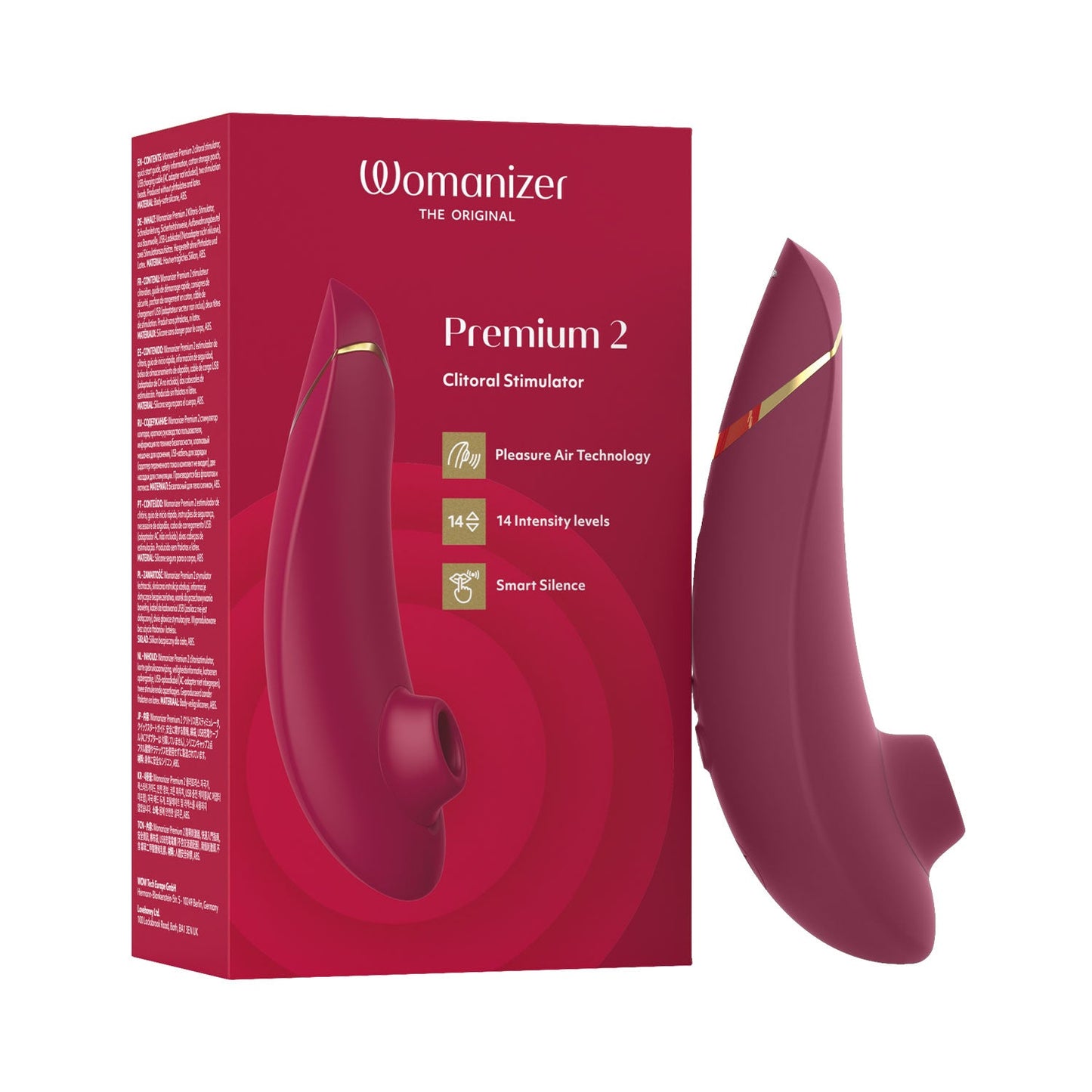 Womanizer - Premium 2 Silicone Rechargeable Clitoral Stimulator Bordeaux
