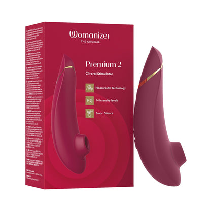 Womanizer - Premium 2 Perangsang Kelentit Boleh Dicas Semula Silikon Bordeaux