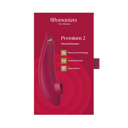 Womanizer - Premium 2 Perangsang Kelentit Boleh Dicas Semula Silikon Bordeaux