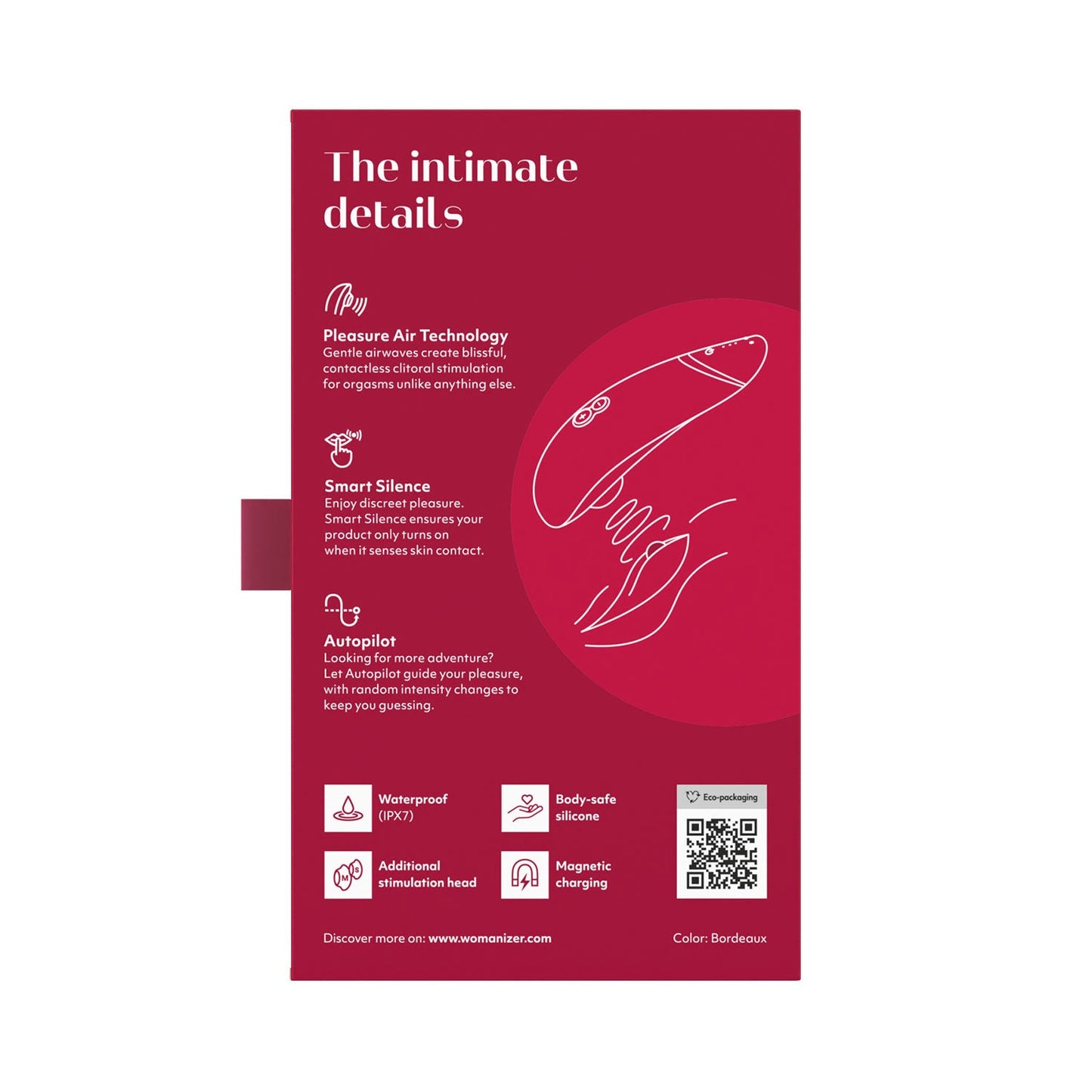 Womanizer - Premium 2 Silicone Rechargeable Clitoral Stimulator Bordeaux