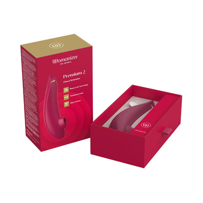 Womanizer - Premium 2 Perangsang Kelentit Boleh Dicas Semula Silikon Bordeaux