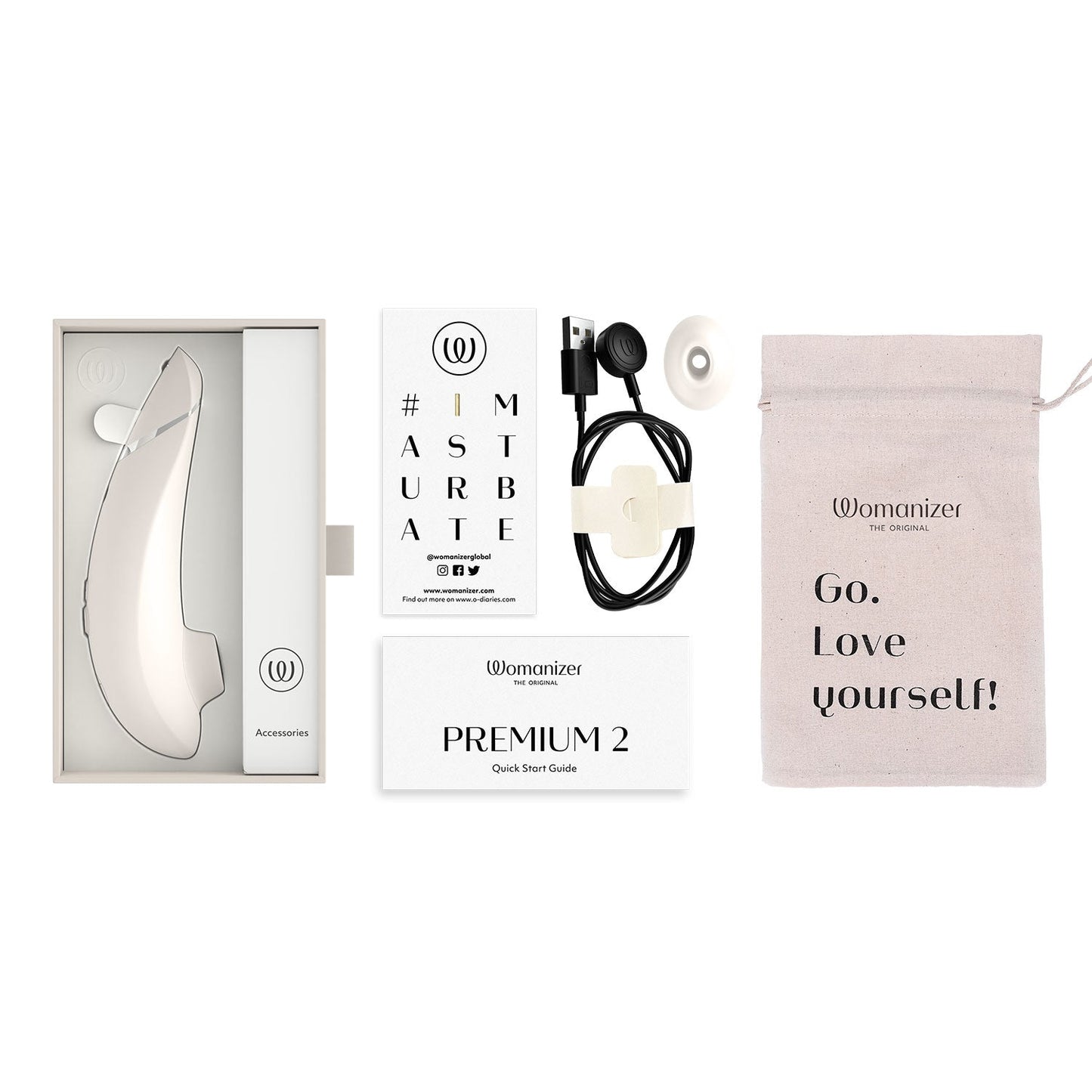 Womanizer - Premium 2 Silicone Rechargeable Clitoral Stimulator Warm Grey