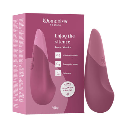 Womanizer - Penggetar Kelentit Vibe dengan Getaran UltraWave Merah Jambu Gelap