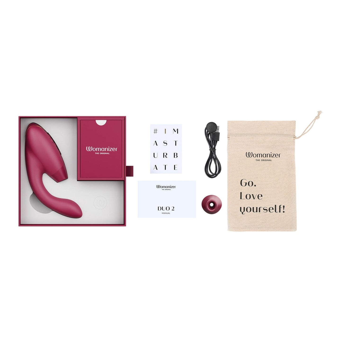 Womanizer - Duo 2 Pleasure Air Clitoral Stimulator and G-spot Vibrator Bordeaux